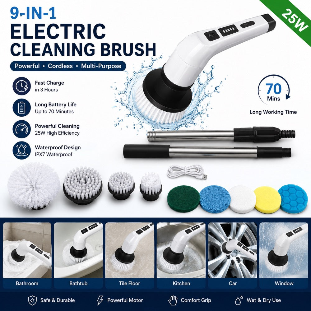Cordless Electric Spin Scrubber with Extendable Handle