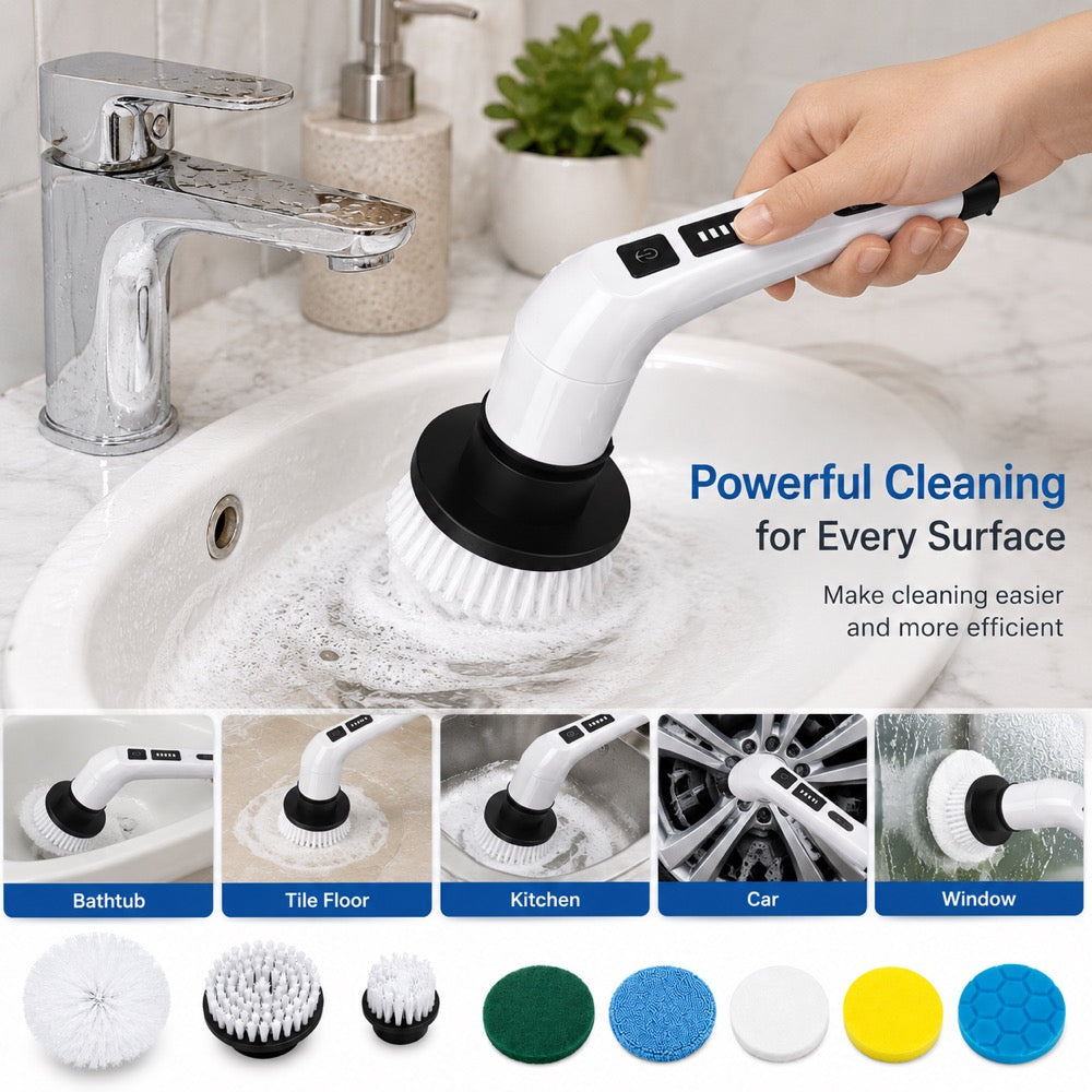 Cordless Electric Spin Scrubber with Extendable Handle